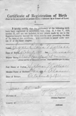 Certificate of Registration of Birth/Fdelsebevis
